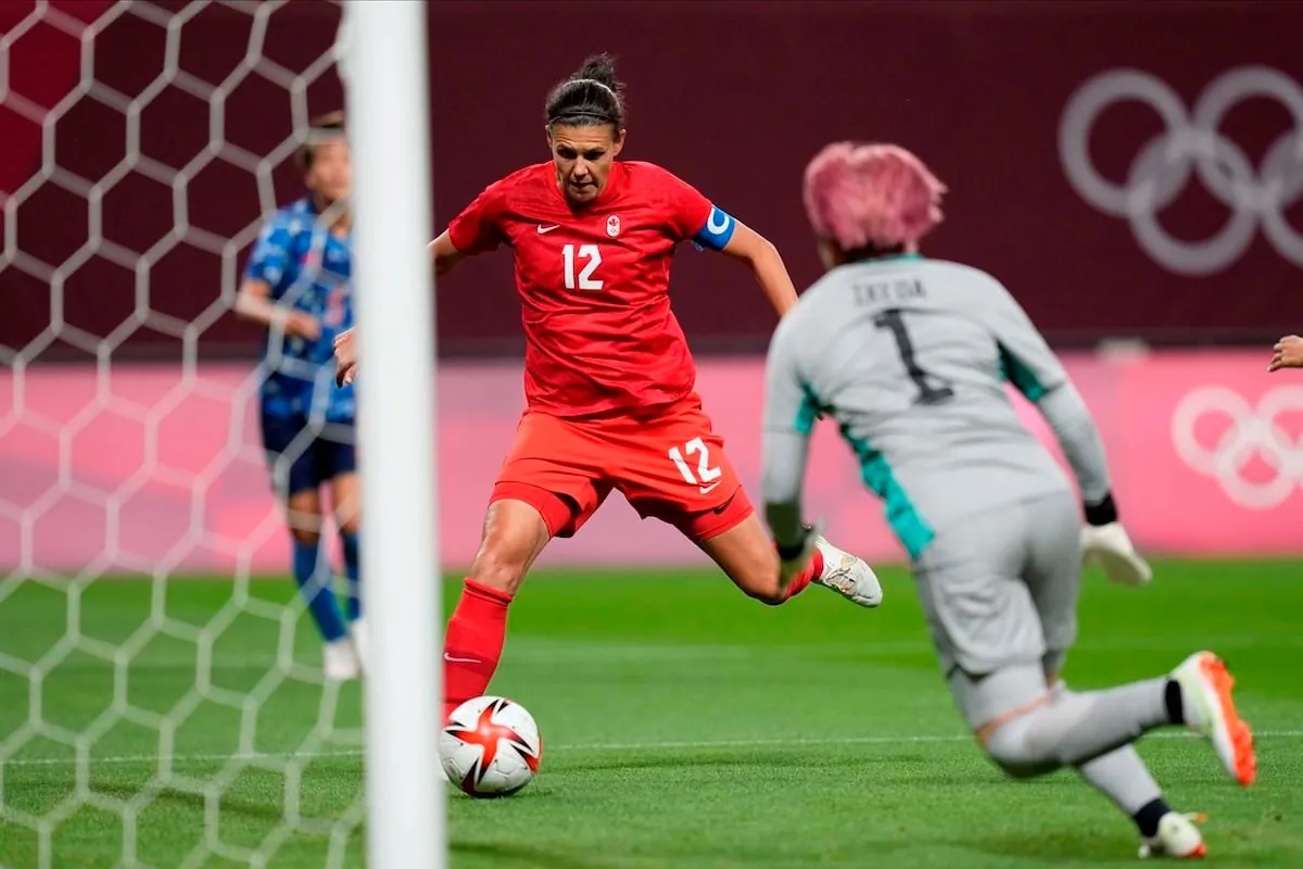 Christine Sinclair, international soccer's all-time leading scorer, nets a goal against Japan during Canada's run to the gold medal at the Tokyo Olympics.The Associated Press