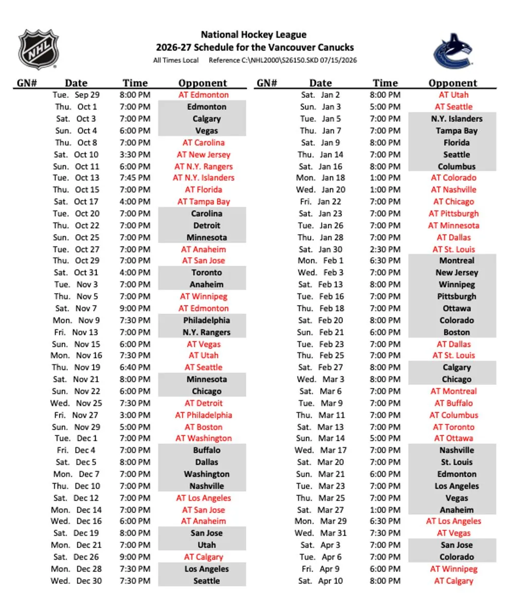 canucks schedule 2026 2027