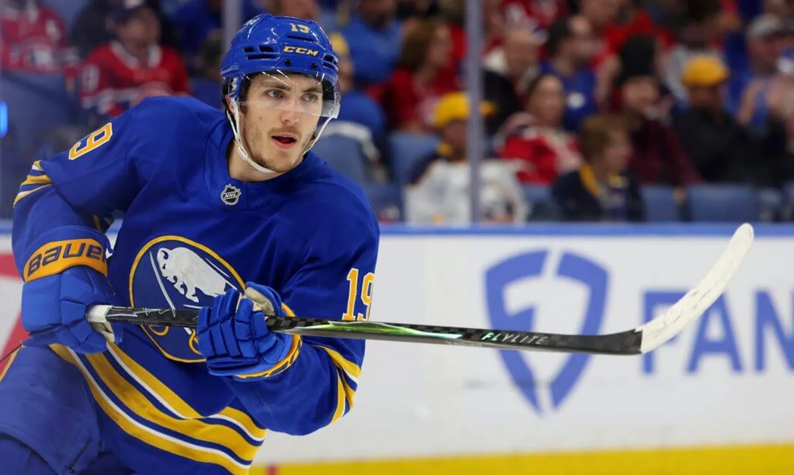 Buffalo Sabres forward Peyton Krebs (19).