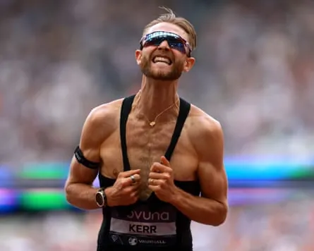 Josh Kerr celebrates breaking the mile world record