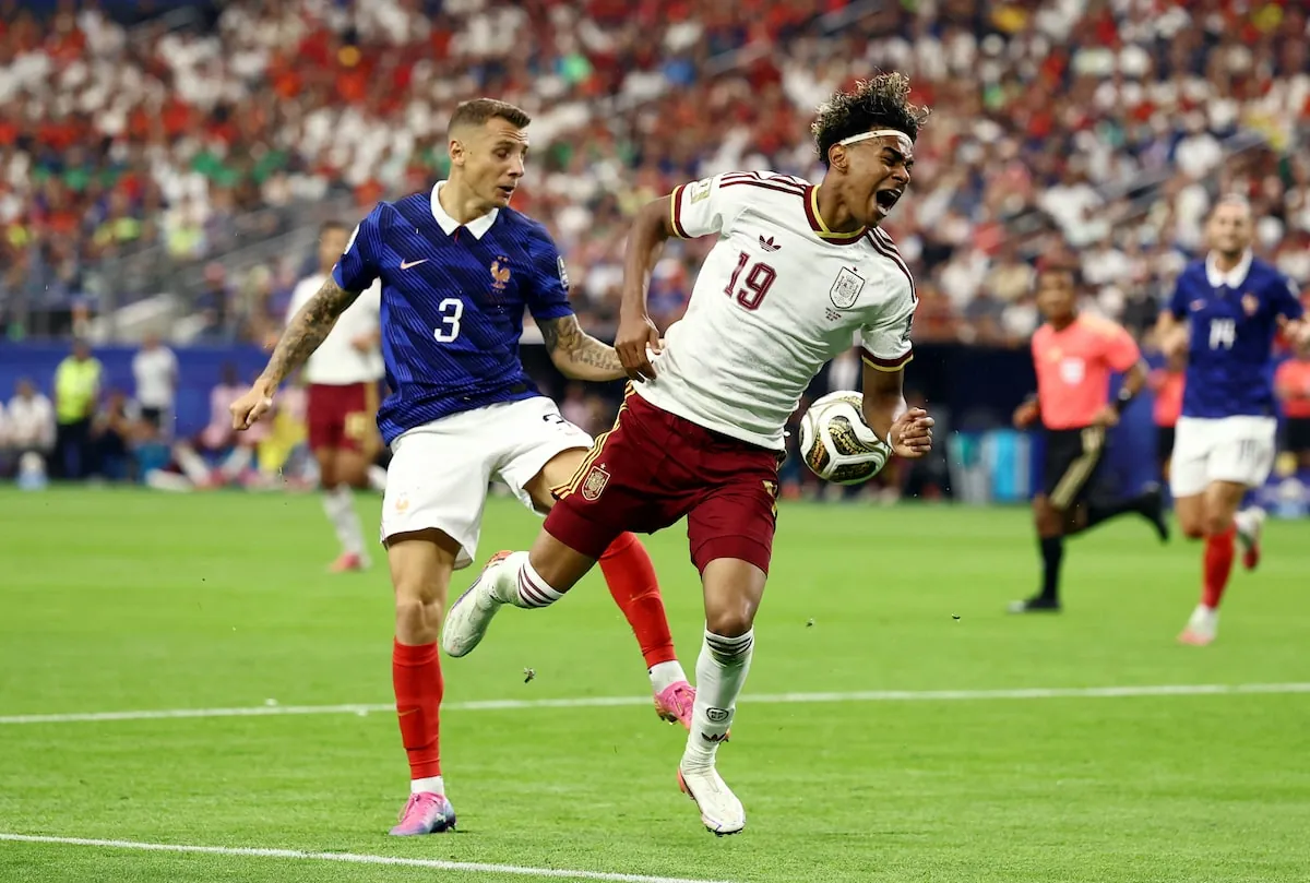 Digne chops down Yamal in France's penalty area, leading to the opening goal.Lee Smith